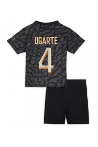 Paris Saint-Germain Manuel Ugarte #4 Jalkapallovaatteet Lasten Kolmas peliasu 2023-24 Lyhythihainen (+ Lyhyet housut)